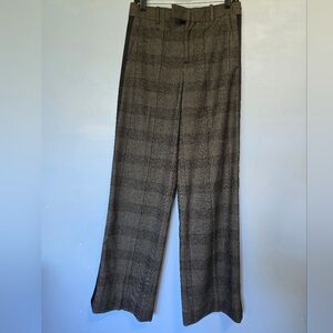 Zara Womens Houndstooth Wide Leg Pants S Grey